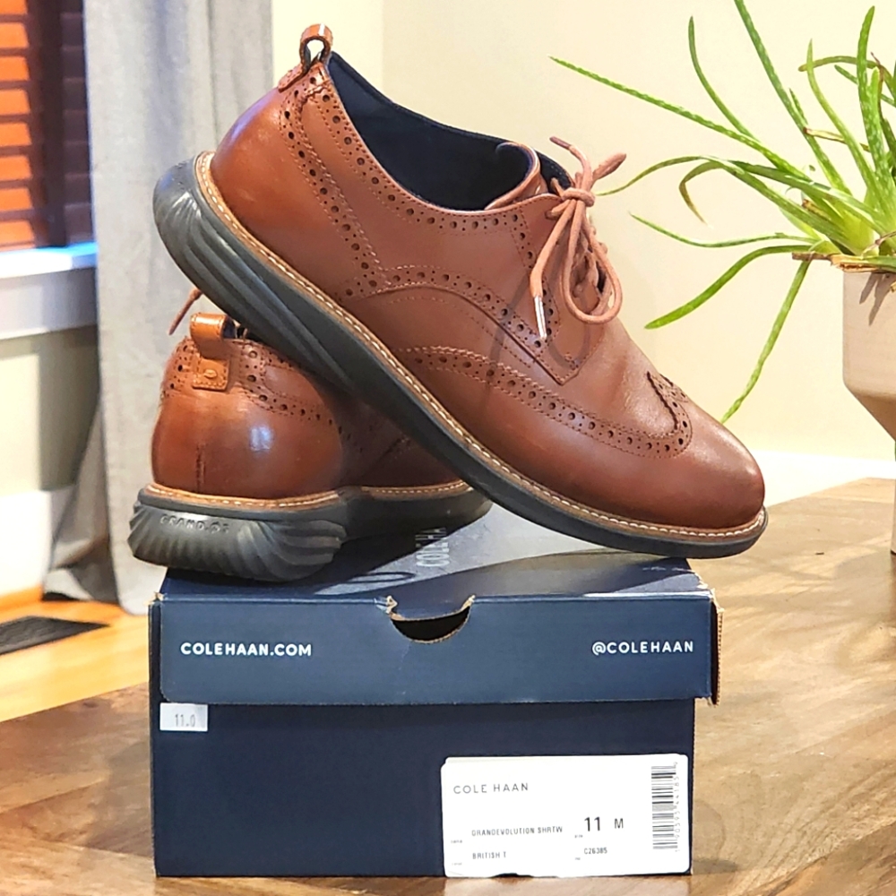 Cole Haan Men's Grand Evolution Shortwing Oxford Wingtips Dress Shoes